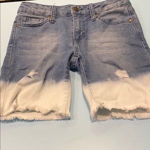 Knee cut jean shorts